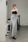 SWAYING/KNIT knitting stitching vest skirt SW23SS2L19 Deep Gray/Gray Orchid PS56